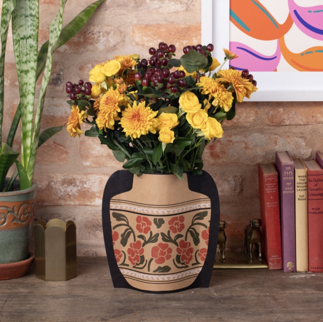 Cardboard Vase Sleeve - Red Floral