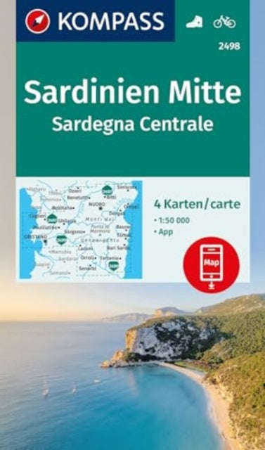 Hiking Map Set 2498 Central Sardinia / Sardegna Centrale (4 maps) 1:50,000: Including map for offline use in the KOMPASS app. Cycling.