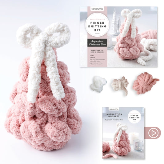 Super Simple Finger Knitting Kit Sugarplum Christmas Tree: Everything You Need Is Included: Chunky Yarn, Fiberfill, Instruction Booklet, Exclusive Step-by-Step Video, and Collectible Sticker; Beginner Friendly!