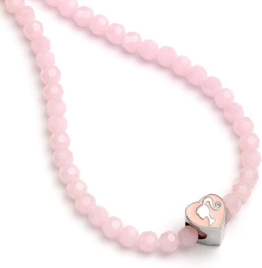 Barbie Pink Bead Necklace with Heart Shaped Bead Charm