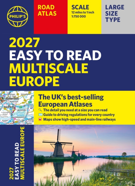 Philip's 2027 Easy to Read Multiscale Road Atlas of Europe: A4 Paperback