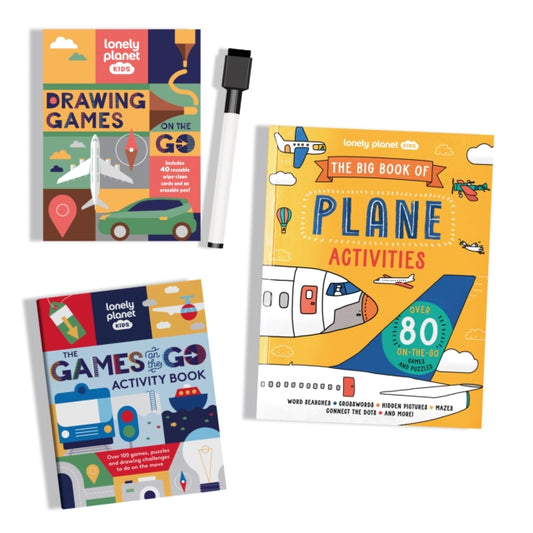 Lonely Planet Kids Activities on the Go Books & Box Set Bundle: Plane Themed Games & Challenges | Brain Teasers & Puzzles | Awesome Drawing Tasks & Pencil to Paper Fun