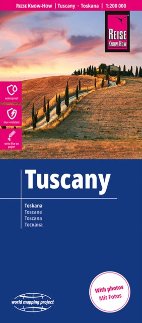Tuscany Map 1:200,000: Waterproof and tear resistant