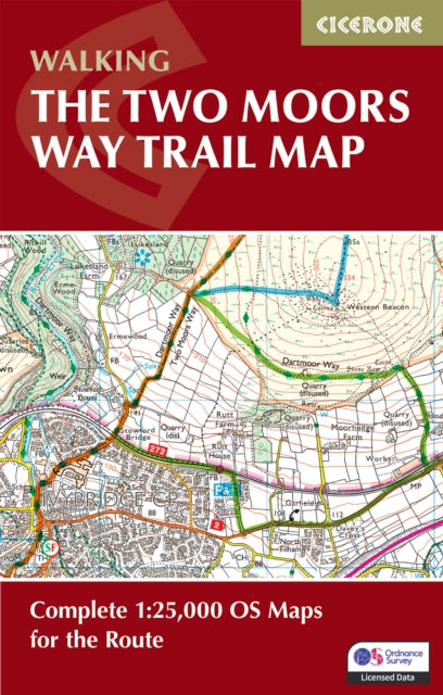 The Two Moors Way Trail Map: Complete 1:25,000 OS Maps for the Route