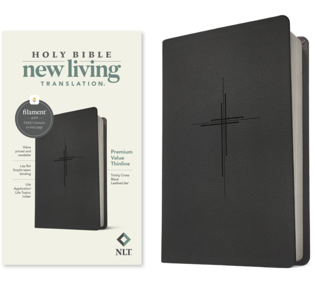 NLT Premium Value Thinline Bible, Filament-Enabled Edition (Leatherlike, Trinity Cross Black)