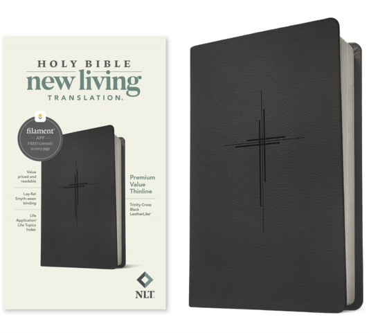 NLT Premium Value Thinline Bible, Filament-Enabled Edition (Leatherlike, Trinity Cross Black)