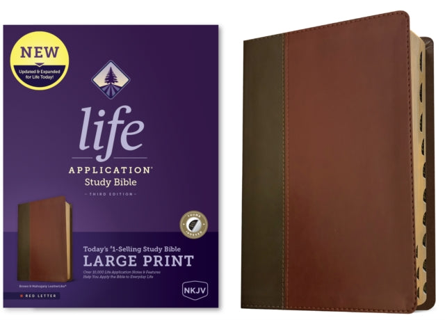 NKJV Life Application Study Bible, Third Edition, Large Print (Leatherlike, Brown/Mahogany, Indexed, Red Letter)