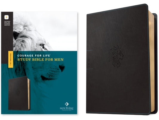 NLT Courage for Life Study Bible for Men (Leatherlike, Onyx Lion, Filament Enabled)