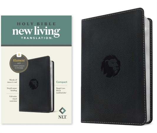 NLT Compact Bible, Filament-Enabled Edition (Leatherlike, Regal Lion Black, Red Letter)