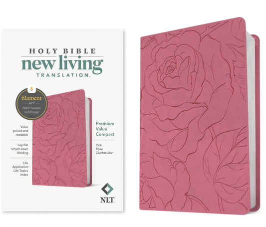 NLT Premium Value Compact Bible, Filament Enabled (Leatherlike, Pink Rose)