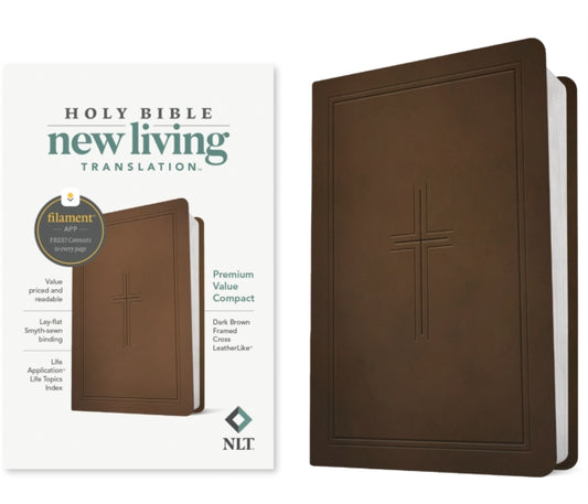 NLT Premium Value Compact Bible, Filament-Enabled Edition (Leatherlike, Dark Brown Framed Cross): Nlt Premium Value Compact Bible, Filament Enabled Edition - Leatherlike, Dark Brown Framed Cross