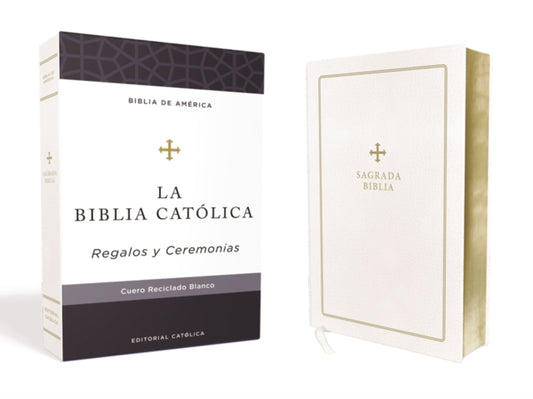 Biblia Catolica, Regalos y Ceremonias, Piel reciclada, Blanco, Comfort Print