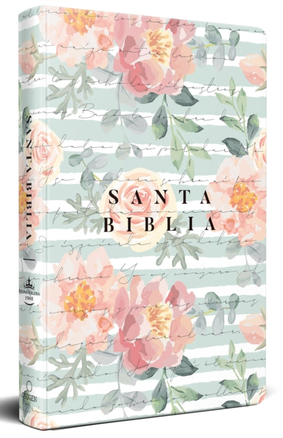 Biblia Reina Valera 1960 letra grande, tamano manual, tapa dura rosas rosadas / Spanish Bible RVR 1960 Handy Size Large Print HC pink roses