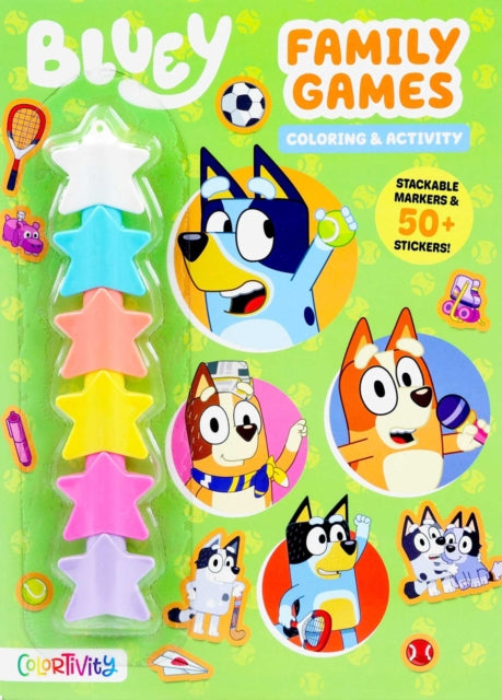 Bluey: Family Games: Coloring & Activity with Stackable Markers