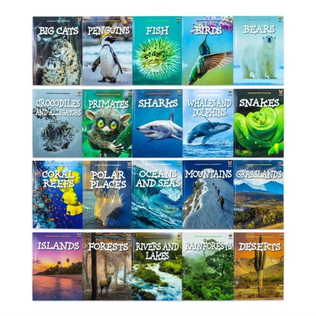 Children Introduction to Nature and Geography 20 Book Collection Set: (Bears,  Big Cats,Crocodiles and Alligators,Coral Reefs,Deserts,Grasslands)