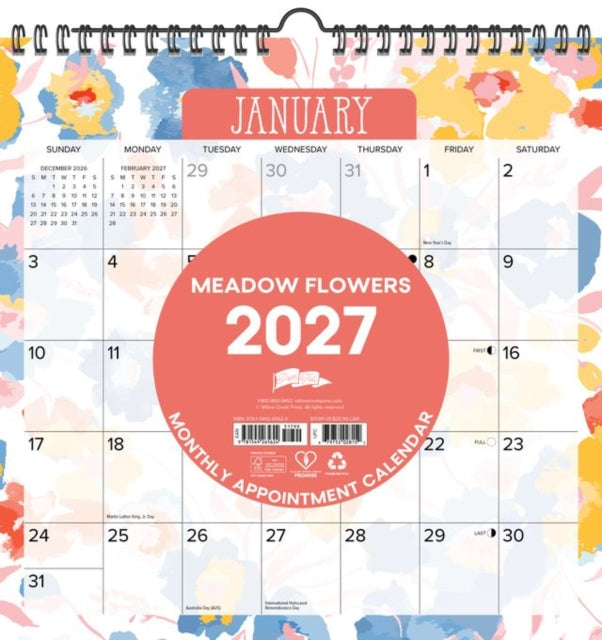 Meadow Flowers 2027 12" x 12" Spiral Wall Calendar