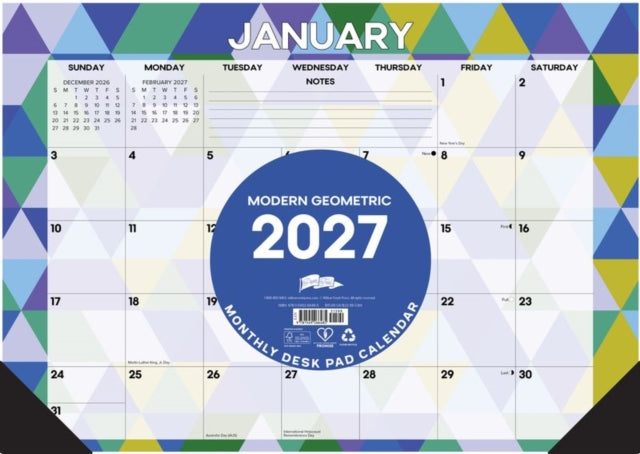 Modern Geometric 2027 17" x 12" Monthly Deskpad