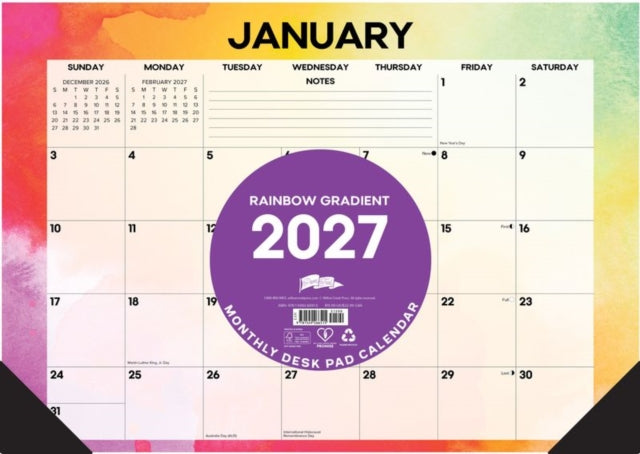Rainbow Gradient 2027 17" x 12" Monthly Deskpad