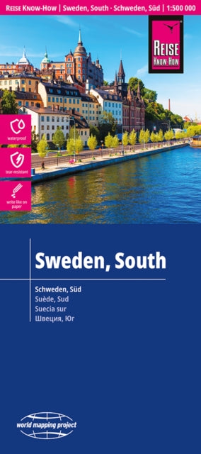 Sweden, South Map: Waterproof and tear resistant