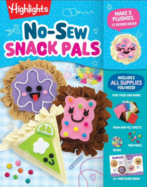 No-Sew Snack Pals: No-Sew Felt Craft Kit for Kids with All Supplies Included, Make Kawaii Snack Pillows with Felt Food and Mini Craft Activities, Fun Gift for Kids