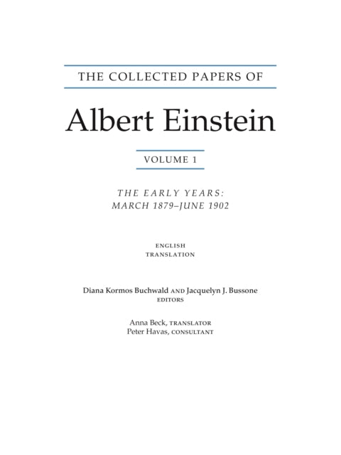 The Collected Papers of Albert Einstein, Volume 1 (Translation Supplement) cover
