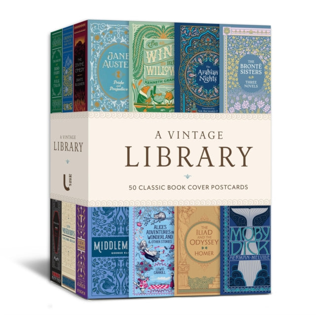 A Vintage Library: 50 Classic Book Cover Postcards cover