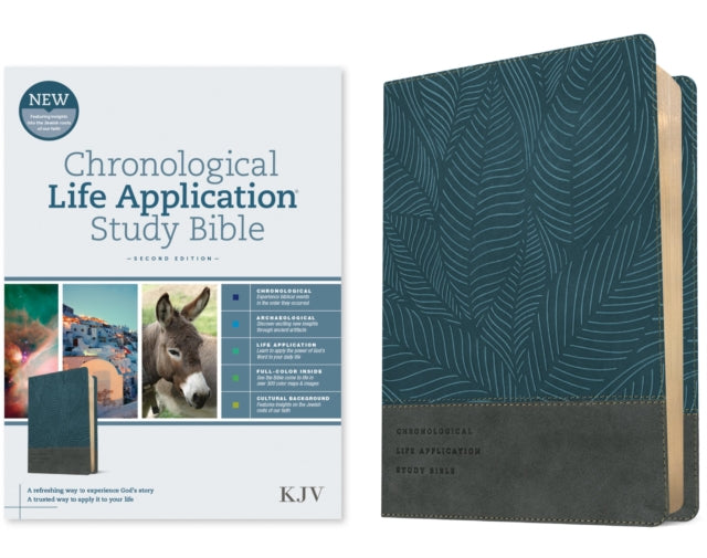 KJV Chronological Life Application Study Bible, Second Edition (LeatherLike, Palm Forest Blue) cover