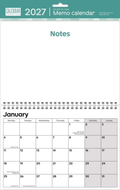 Essential Memo A4 Calendar cover