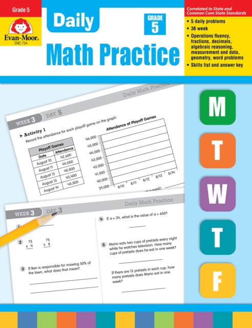 Daily  Math Practice, Grade 5 Te cover