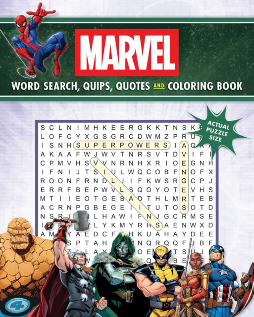 Marvel Word Search, Quips, Quotes and Coloring Book cover