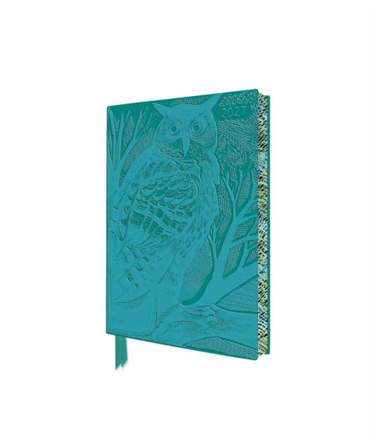 Angela Harding: Long Eared Owl 2027 Pocket Artisan Art Vegan Leather Diary – Week to View cover