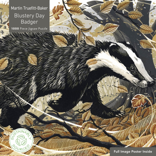 Adult Sustainable Jigsaw Puzzle Martin Truefitt-Baker: Blustery Day Badger cover