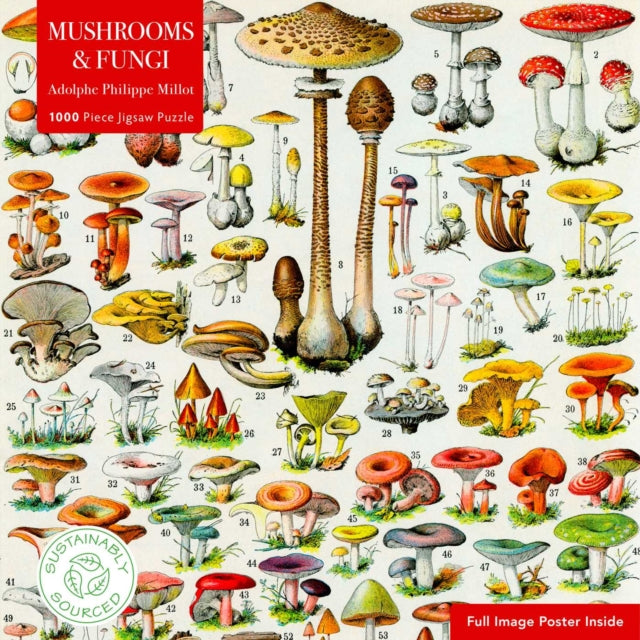 Adult Sustainable Jigsaw Puzzle Mushrooms & Fungi by Adolphe Philippe Millot cover