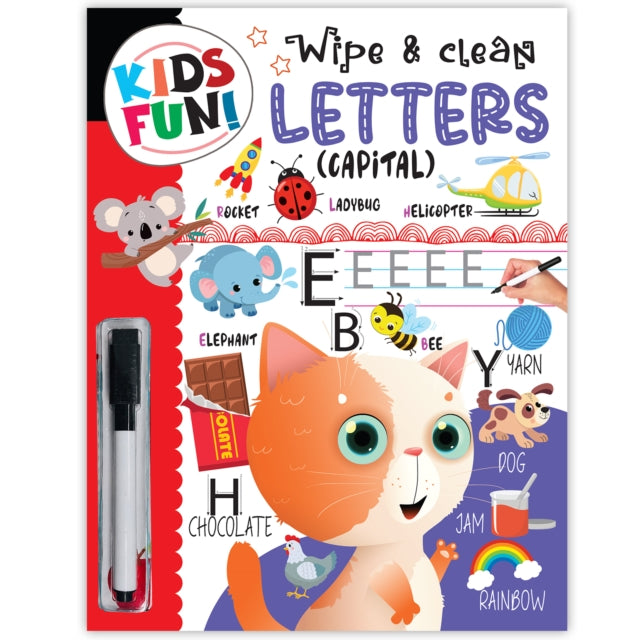 Kids Fun! Reusable Wipe And Clean Book - Embark On An Exciting Journey Exploring Capital Letters / Alphabet And Enhance Early Learning Skills Through Playful Interaction cover