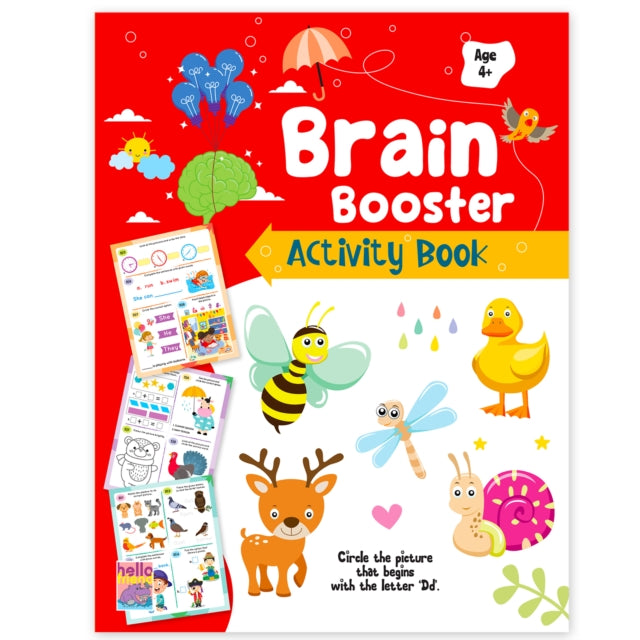 Brain Booster Activity Book For Kids Toddlers And Children 4+ Years: 96 Pages Preschool Educational Writing Practice, Pencil Control, Tracing, Maths And Brain Boosting Fun – Reusable Early Learning Book cover