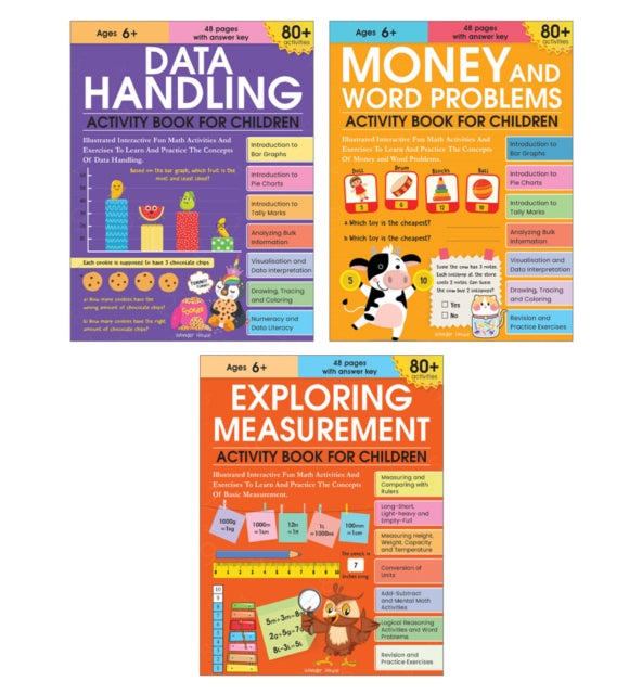 Math Activity Books Bundle 3 - Measurement / Data Handling / Money and Word Problem (Pack of 3 Books) cover