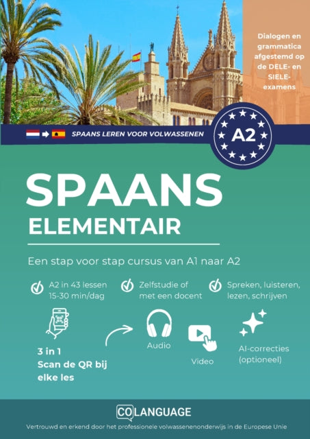 Spaans A2 leren elementair: Een stap voor stap cursus van A1 naar A2 cover