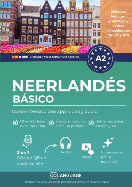 Aprender neerlandes A2 basico: curso intensivo con app, video y audio cover