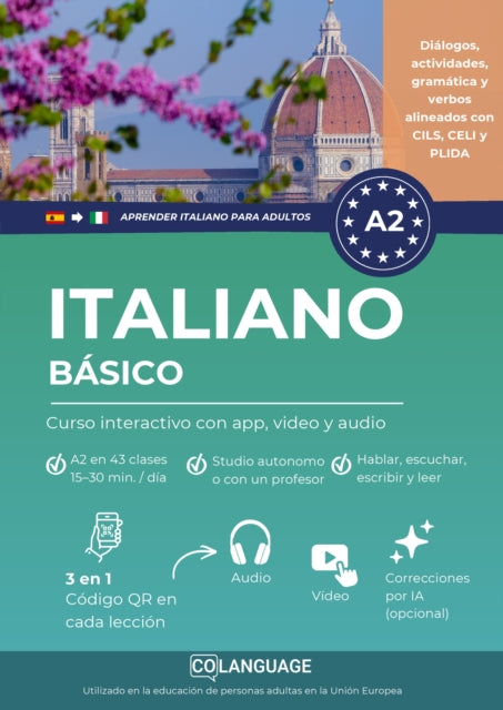 Aprender italiano A2 basico: curso interactivo con app, video y audio cover