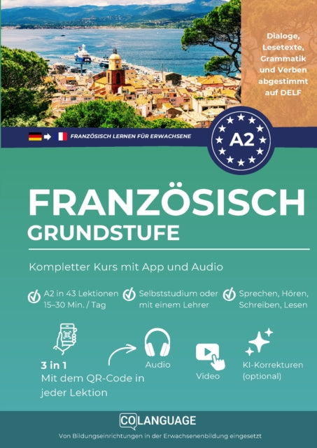 Franzosisch A2 lernen Grundstufe: Kompletter Kurs mit App und Audio cover