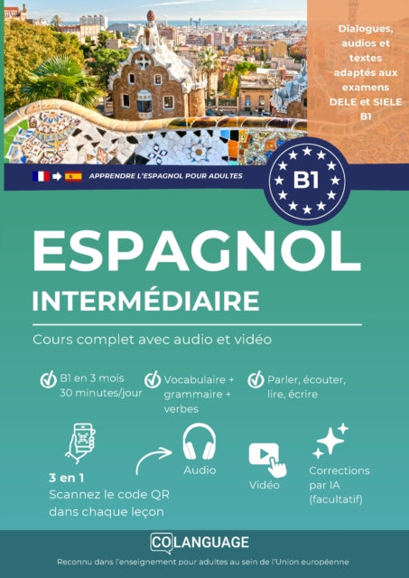Apprendre l'espagnol B1 intermediaire. Cours complet avec audio et video cover