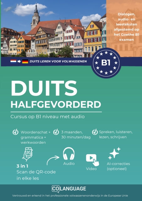 Duits B1 leren halfgevorderd. Cursus op B1-niveau met audio cover