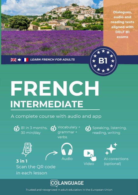 Learn French B1 intermediate. A complete course with audio and app (Learn French for adults) cover