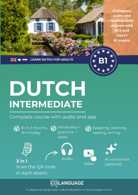 Learn Dutch B1 intermediate. Complete course from A2 to B1 (audio included) cover