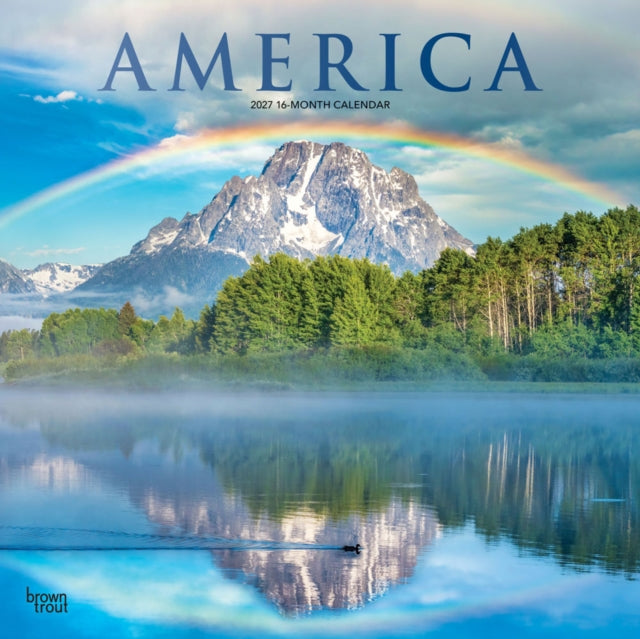 America | 2027 12 x 24 Inch (Hanging) Monthly Square Wall Calendar | Foil Stamped Cover | Plastic-Free | BrownTrout | USA United States Scenic Nature cover