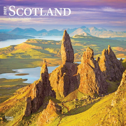 Scotland | 2027 12 x 24 Inch (Hanging) Monthly Square Wall Calendar | Plastic-Free | BrownTrout | UK United Kingdom Scenic cover