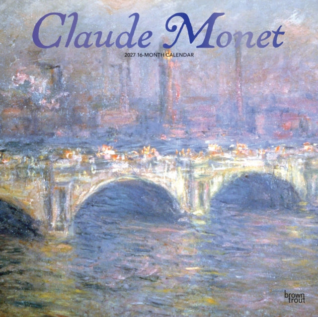 Claude Monet 2027 12 X 24 Inch (Hanging) Monthly Square Wall Calendar Foil Stamped Cover Plastic-Free cover