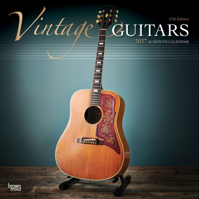Vintage Guitars 2027 12 X 24 Inch (Hanging) Monthly Square Wall Calendar Foil Stamped Cover Plastic-Free cover