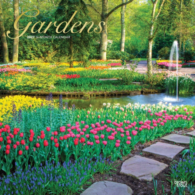 Gardens 2027 12 X 24 Inch (Hanging) Monthly Square Wall Calendar Foil Stamped Cover Plastic-Free cover