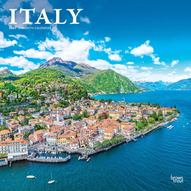 Italy | 2027 12 x 24 Inch (Hanging) Monthly Square Wall Calendar | Plastic-Free | BrownTrout | Scenic Travel Europe Italian Venice Rome cover